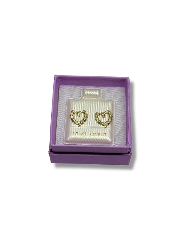 Broquel O Arete Corazon Con Espinas En Oro 10k Garantizado - Angeles Joyas