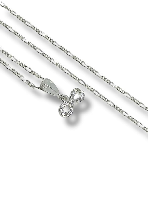 Dije Infinito Con Zirconia Y Cadena Ambos Plata 925 T#ch - Angeles Joyas