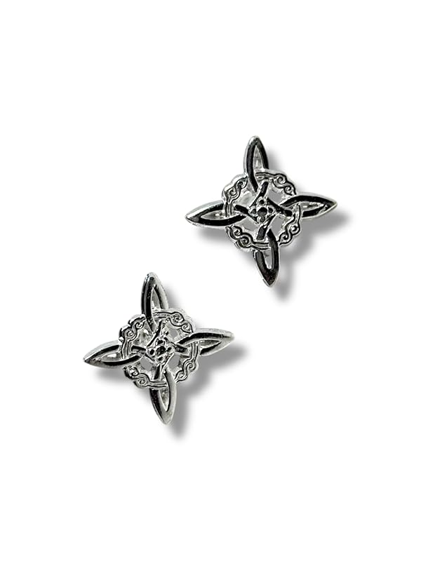 Broquel Arete Nudo De Bruja Liso En Plata 925 Garantizado- Angeles Joyas