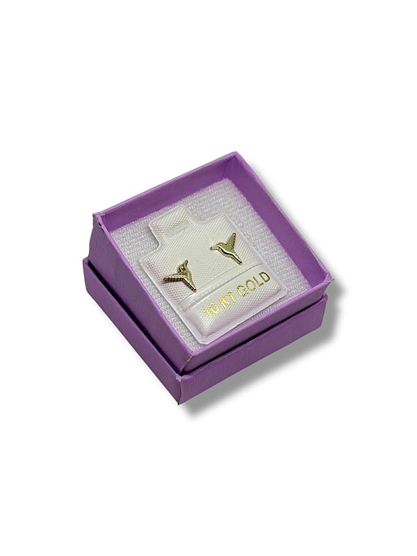 Broquel O Arete Colibri Liso Oro 10k Garantizado - Angeles Joyas