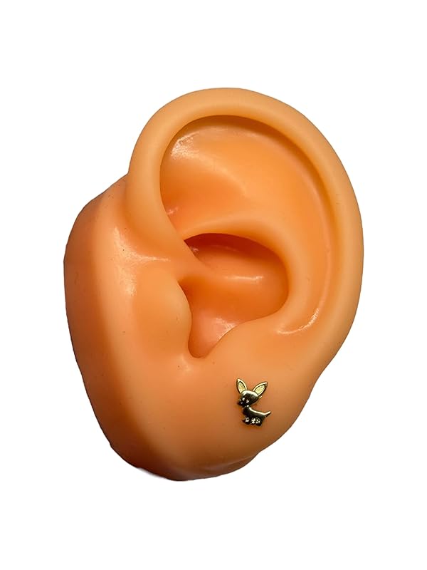 Broquel O Arete Chihuahua Ch Liso En Oro 10k Garantizado - Angeles Joyas