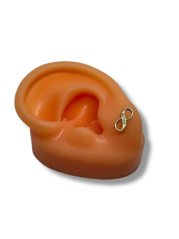 Broquel O Arete Infinito Con Zirconia En Oro 10k Garantizado - Angeles Joyas