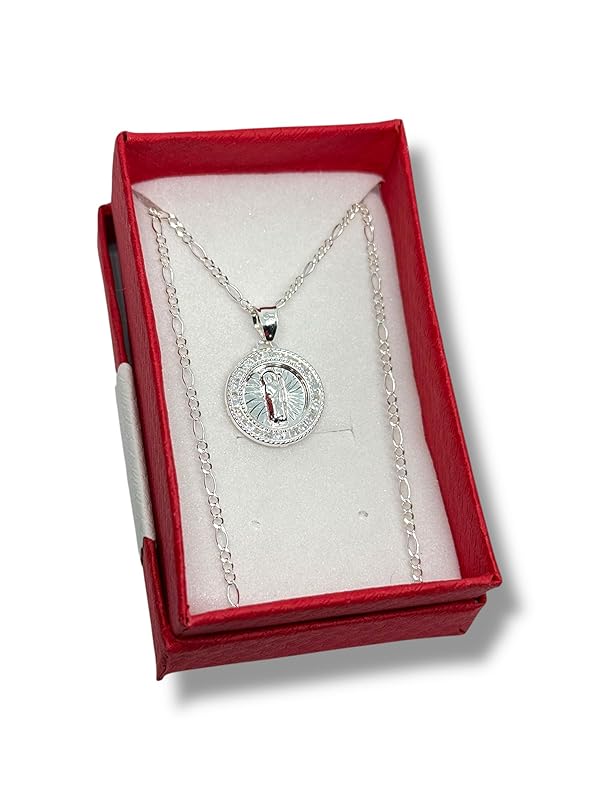 Dije Medalla Con Cadena San judas De Bautizo En Plata 925 Garantizado - Angeles Joyas (Circular)