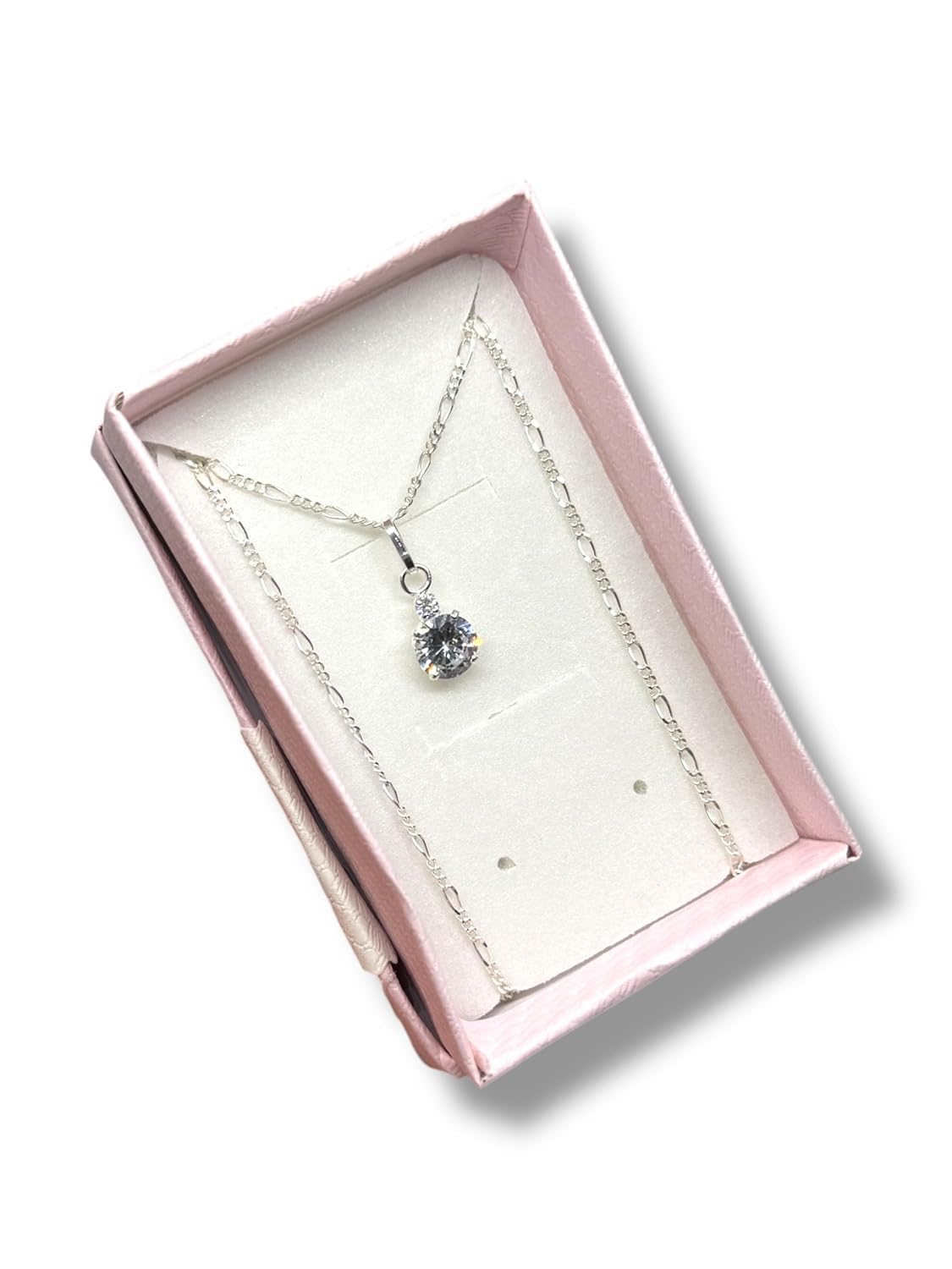 Dije Fino De Piedra Zirconia Circular Con Cadena Ambos En Plata 925 - Angeles Joyas