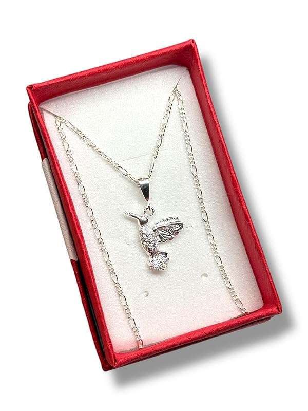 Dije Colibrí Con Cadena Ambos Plata 925 Garantizado Zirconia - Angeles Joyas