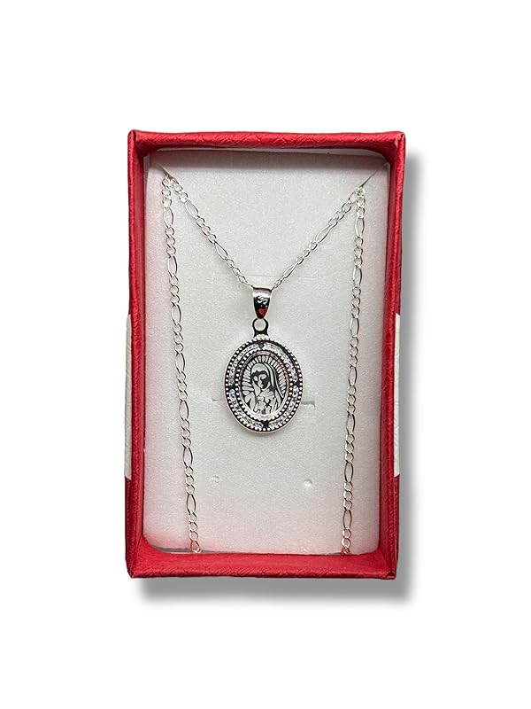 Dije De La Virgen En Laser Y Cadena Plata 925 Garantizado Ch - Angeles Joyas (Ovalada)