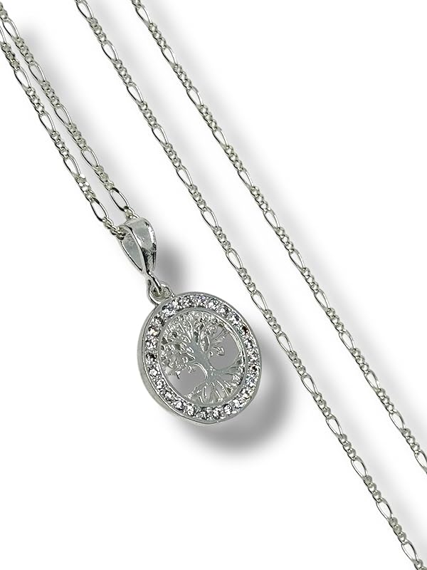 Dije Arbol De La Vida Con Cadena Zirconia Plata 925 Garant - Angeles Joyas