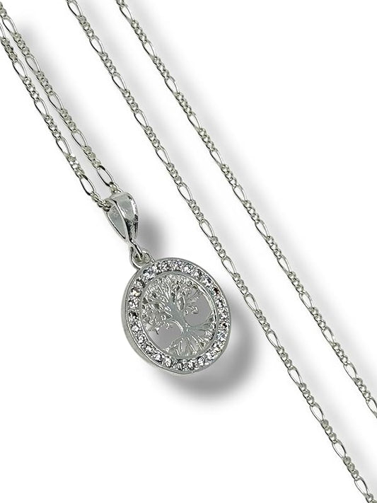 Dije Arbol De La Vida Con Cadena Zirconia Plata 925 Garant - Angeles Joyas