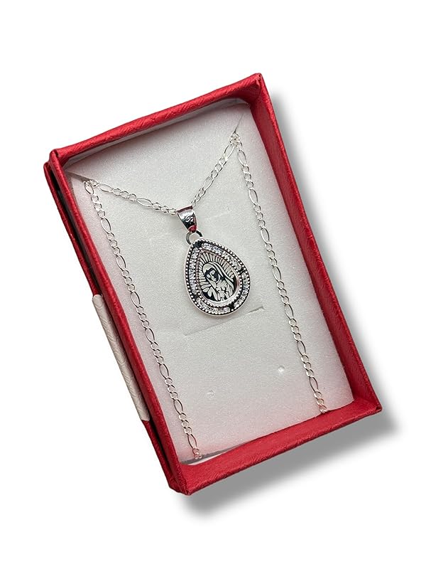 Dije De La Virgen En Laser Y Cadena Plata 925 Garantizado Ch - Angeles Joyas (Gota)