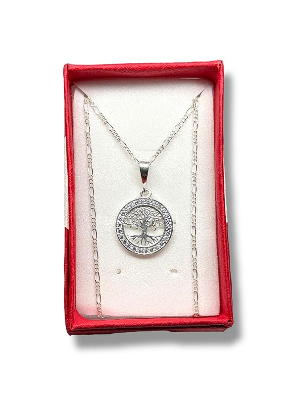 Dije Arbol De La Vida Con Cadena Zirconia Plata 925 Garant - Angeles Joyas