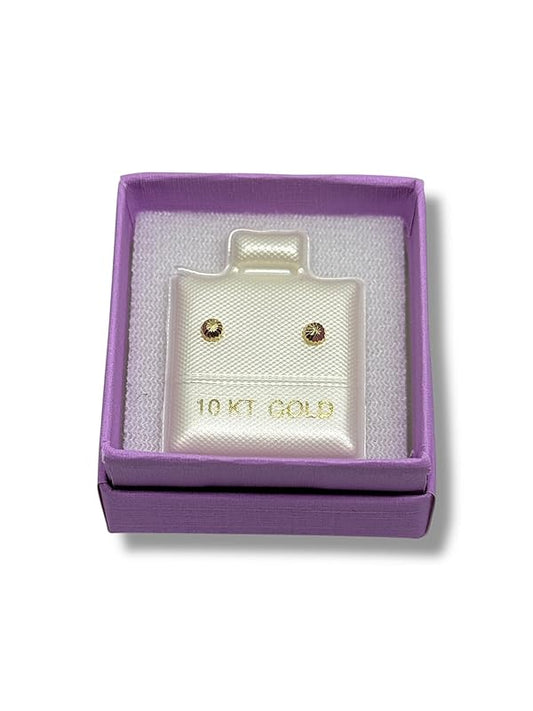 Broquel O Arete Media Bola Diamantado Oro De 10k Garantizado - Angeles Joyas