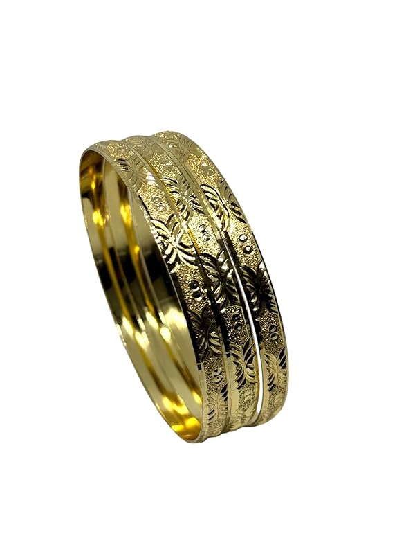 Pulseras Aros Fin de Semana 3 Piezas Dorado Diamantado en Material de Chapa Oro Laminado en 14k en 7cm