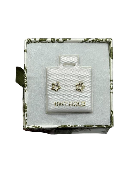 Broquel Estrellas Contorno con Zirconia en Oro 10k Garantizados- Angeles Joyas