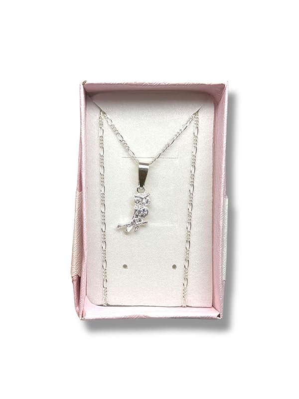 Dije Buho Con Zirconia Y Cadena Ambos Plata 925 Garantizado - Angeles Joyas