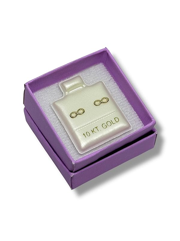 Broquel O Arete Infinito Liso Mini En Oro 10k Garantizado - Angeles Joyas