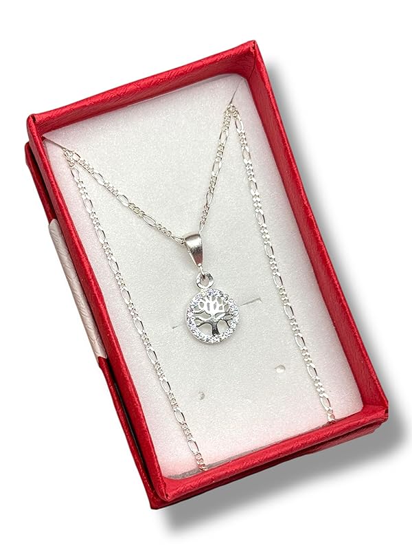 Dije Arbol De La Vida Con Cadena Zirconia Plata 925 T=ch - Angeles Joyas