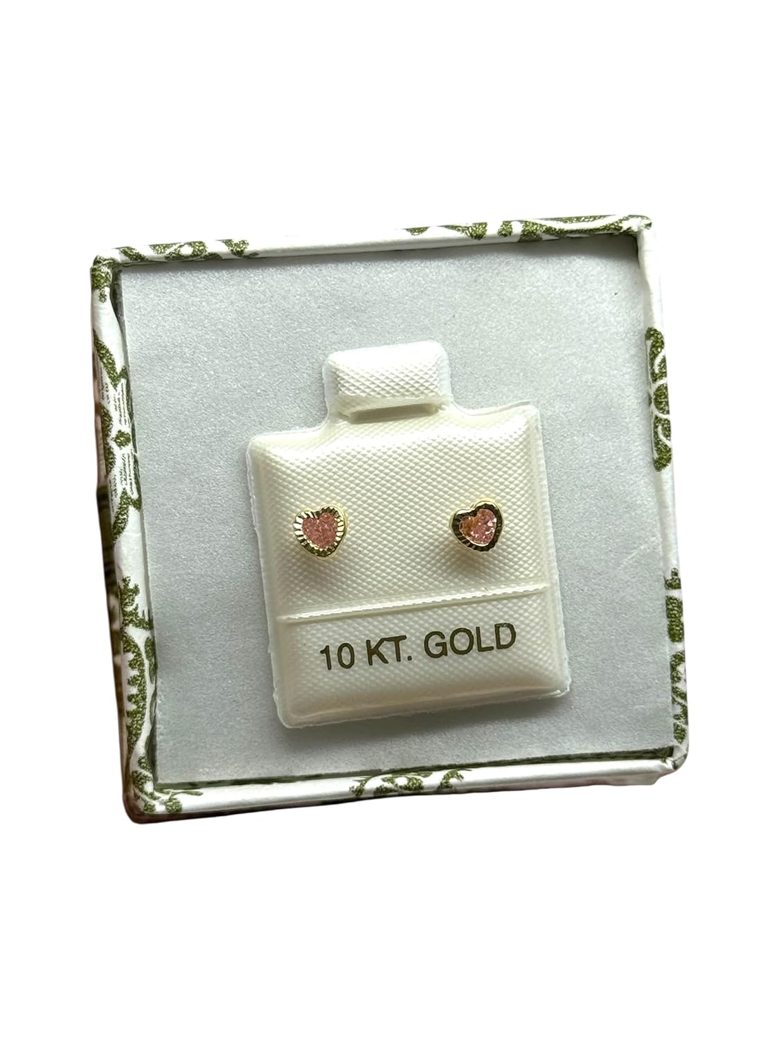 Broquel O Arete Corazon Biselado En Oro 10k Garantizado N.5 Rosa - Angeles Joyas