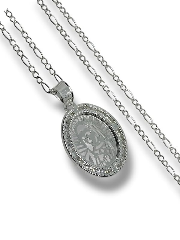 Dije De La Virgen En Laser Y Cadena Plata 925 Garantizado G - Angeles Joyas