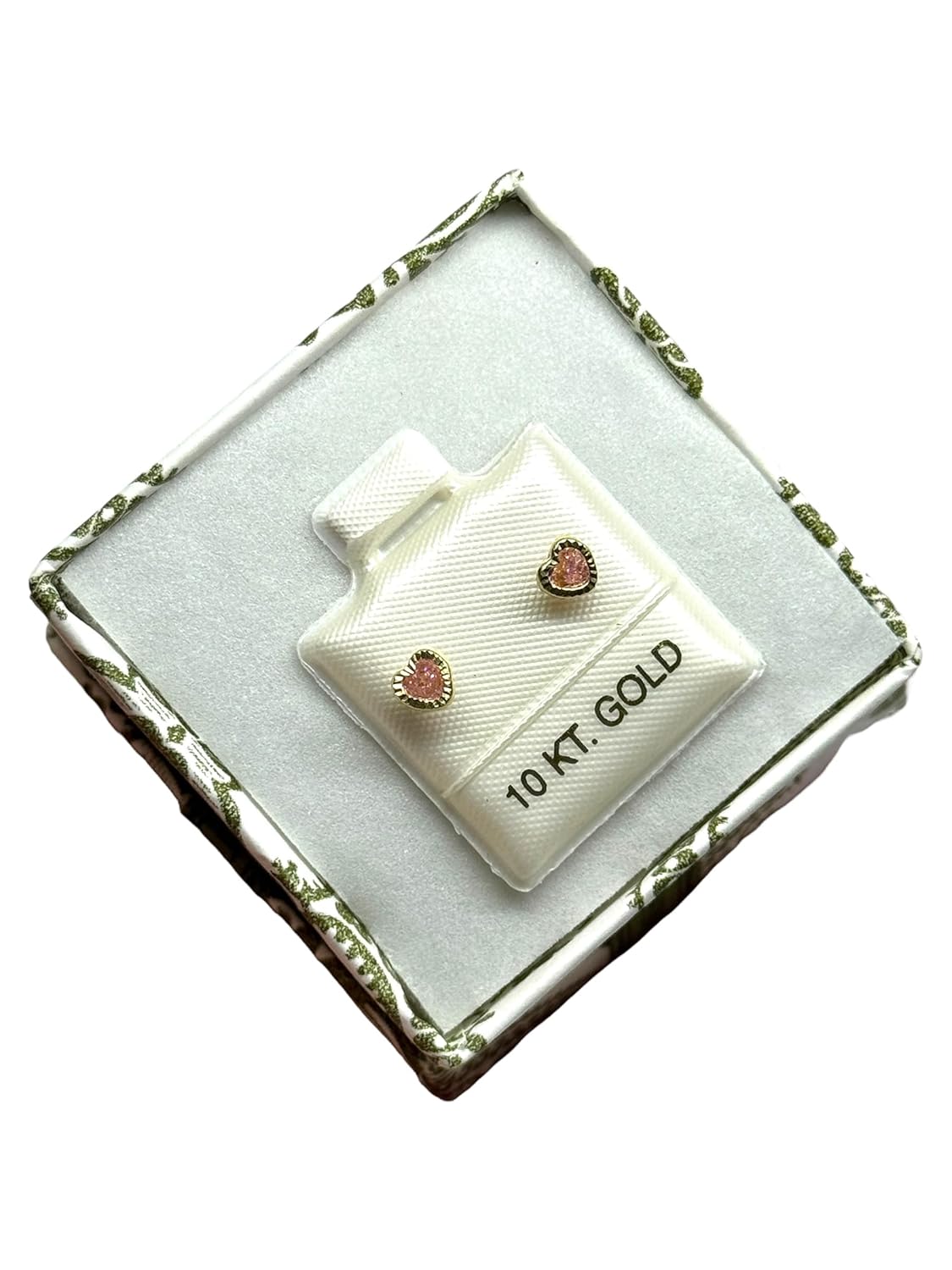 Broquel O Arete Corazon Biselado En Oro 10k Garantizado N.5 Rosa - Angeles Joyas