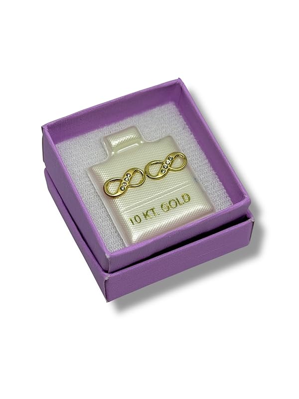 Broquel O Arete Infinito Con Zirconia En Oro 10k Garantizado - Angeles Joyas