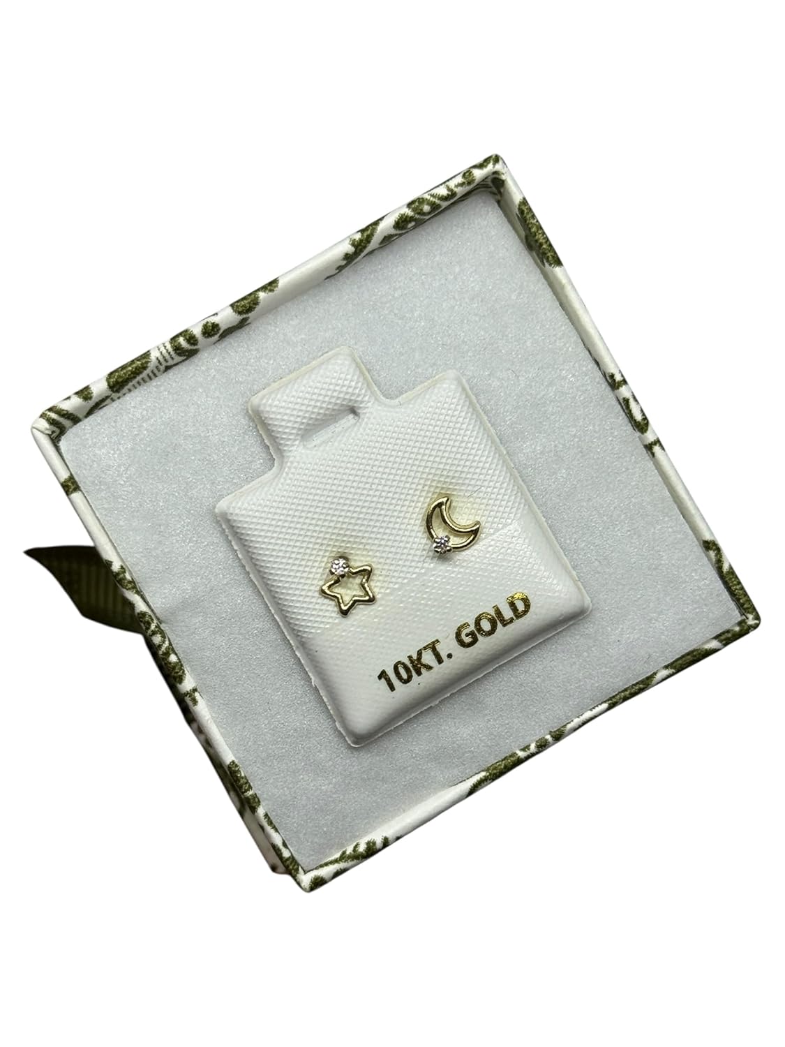 Broquel Luna Y Estrella Contorno con Zirconia en Oro 10k Garantizados - Angeles Joyas