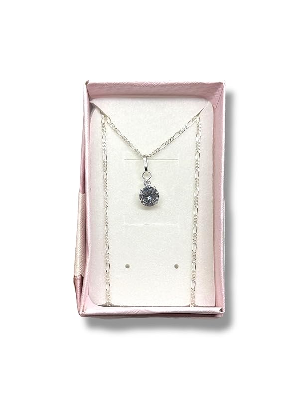 Dije Fino De Piedra Zirconia Circular Con Cadena Ambos En Plata 925 - Angeles Joyas