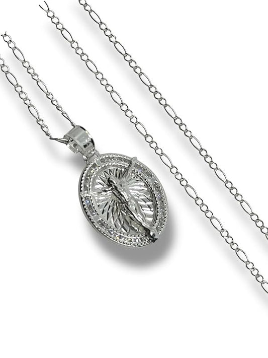 Dije De Cristo Con Cadena Zirconia Plata 925 Garantizado - Angeles Joyas
