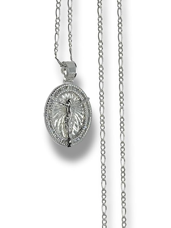 Dije De Cristo Con Cadena Zirconia Plata 925 Garantizado - Angeles Joyas