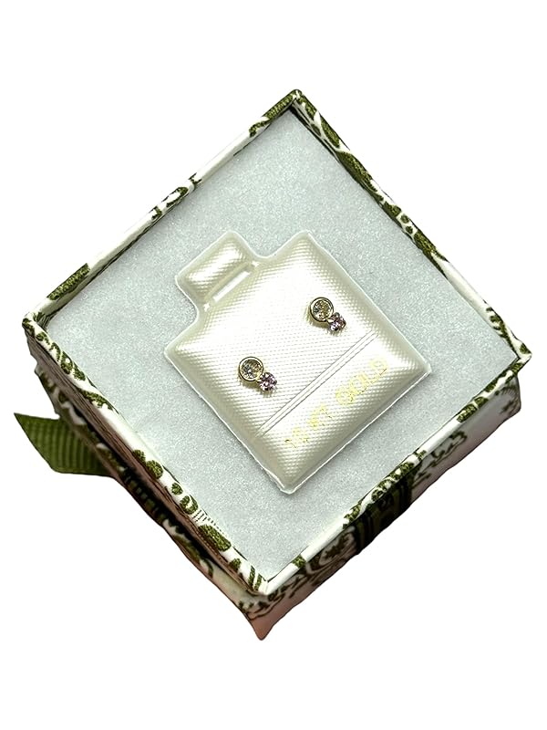 Broquel O Arete Biselado Circular En Oro 10k Garantizado N.3 Rosa- Angeles Joyas