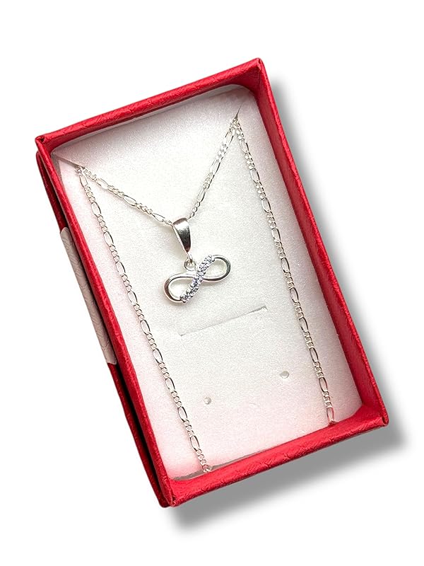 Dije Infinito Con Zirconia Y Cadena Ambos Plata 925 T#m - Angeles Joyas