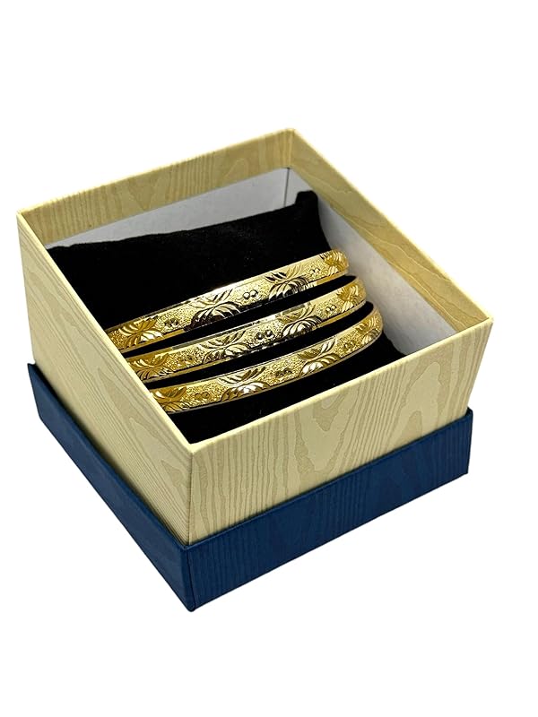 Pulseras Aros Fin de Semana 3 Piezas Dorado Diamantado en Material de Chapa Oro Laminado en 14k en 7.5cm