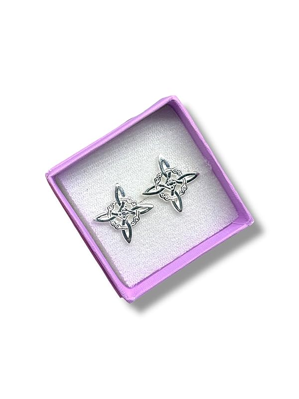 Broquel Arete Nudo De Bruja Liso En Plata 925 Garantizado- Angeles Joyas