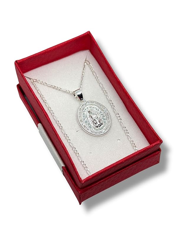 Dije De La Virgen Con Cadena Zirconia Plata 925 Garantizado - Angeles Joyas (Ovalada)