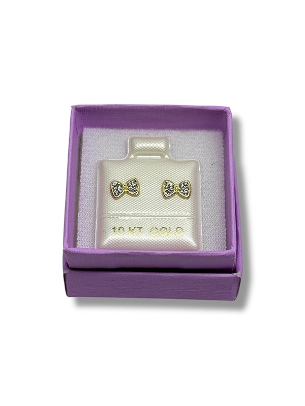 Broquel O Arete Moño Con Zirconia Oro 10k Garantizado - Angeles Joyas