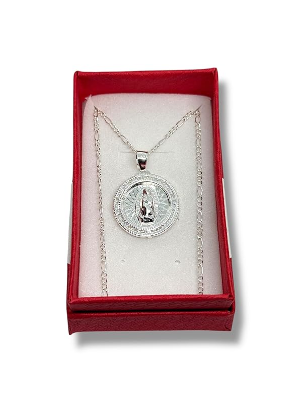 Dije De La Virgen Con Cadena Zirconia Plata 925 Garantizado - Angeles Joyas (Circular)