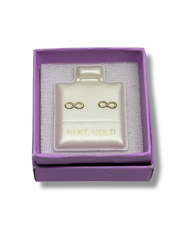 Broquel O Arete Infinito Liso Mini En Oro 10k Garantizado - Angeles Joyas