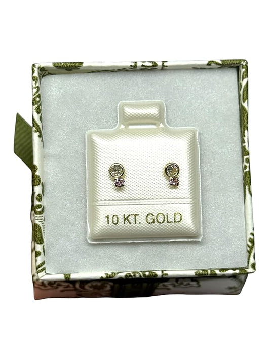 Broquel O Arete Biselado Circular En Oro 10k Garantizado N.3 Rosa- Angeles Joyas