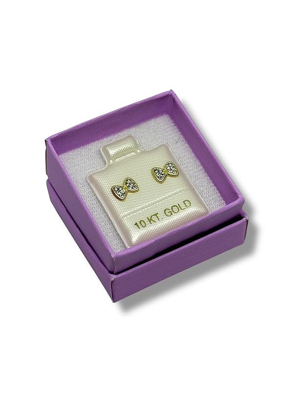 Broquel O Arete Moño Con Zirconia Oro 10k Garantizado - Angeles Joyas