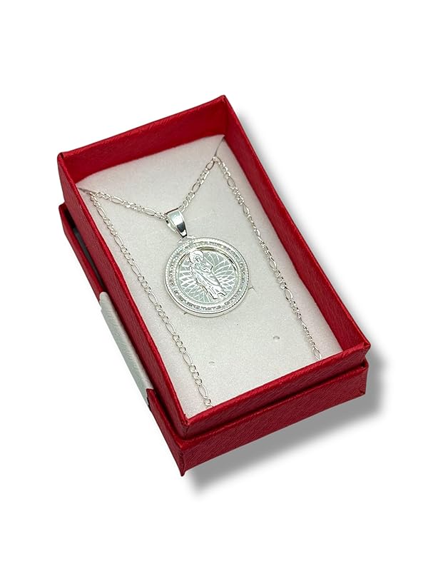 Dije Medalla De San Judas Con Cadena Zirconia Plata 925 - Angeles Joyas (Circular)