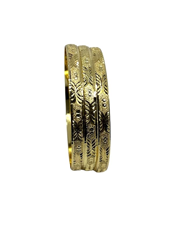 Pulseras Aros Fin de Semana 3 Piezas Dorado Diamantado en Material de Chapa Oro Laminado en 14k en 7cm