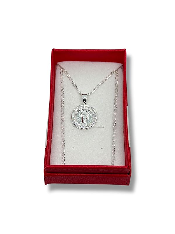 Dije Medalla Con Cadena San judas De Bautizo En Plata 925 Garantizado - Angeles Joyas (Circular)