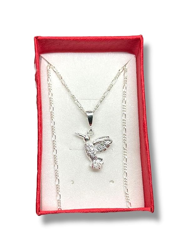 Dije Colibrí Con Cadena Ambos Plata 925 Garantizado Zirconia - Angeles Joyas