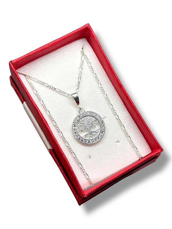 Dije Arbol De La Vida Con Cadena Zirconia Plata 925 Garant - Angeles Joyas