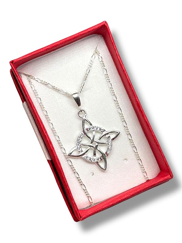 Dije Nudo De Bruja Con Zirconia Y Cadena Ambos Plata 925 T#g - Angeles Joyas