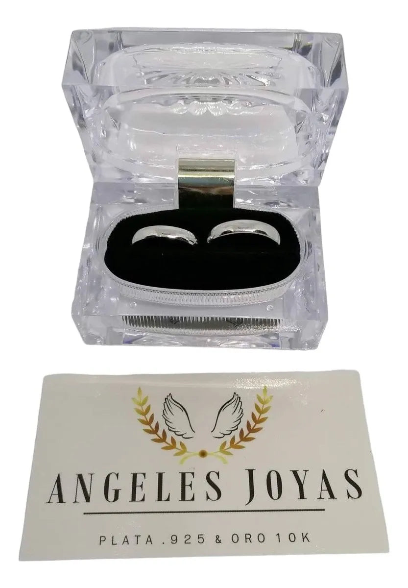 Anillos Par De Argollas Lisas 4mm En Plata 925 Garantizada