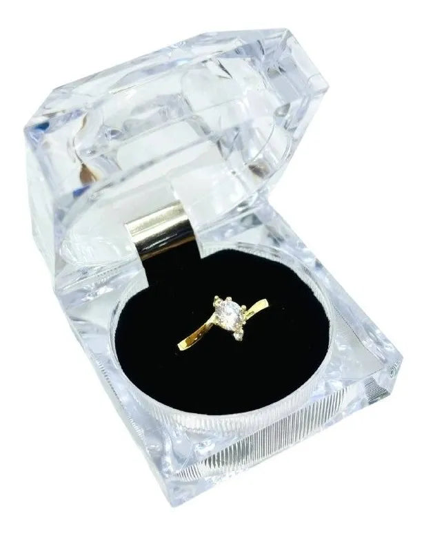 Anillo Compromiso Liso Oro Sólido 10k Garantizado Solitario