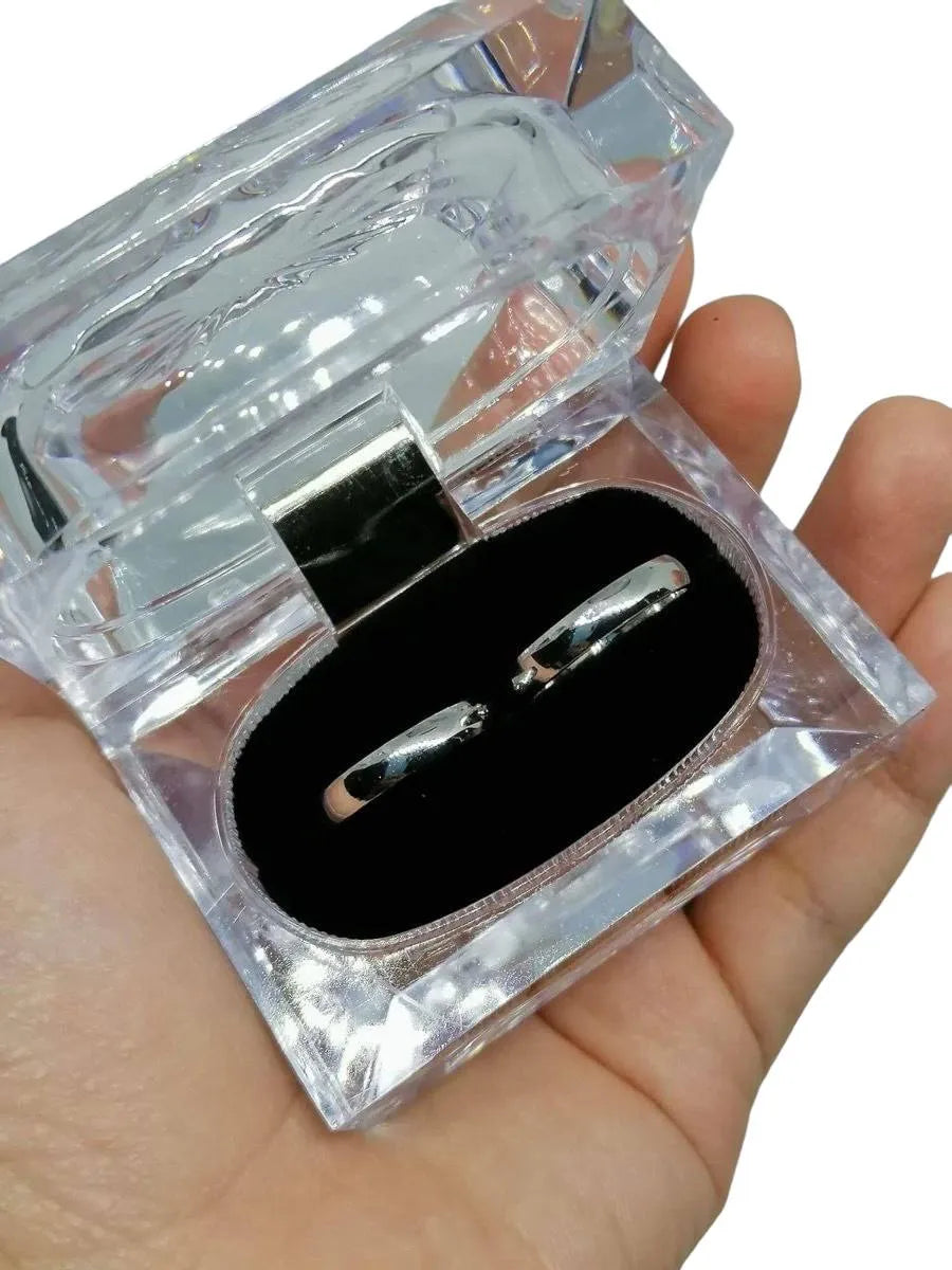 Anillos Par De Argollas Lisas 4mm En Plata 925 Garantizada