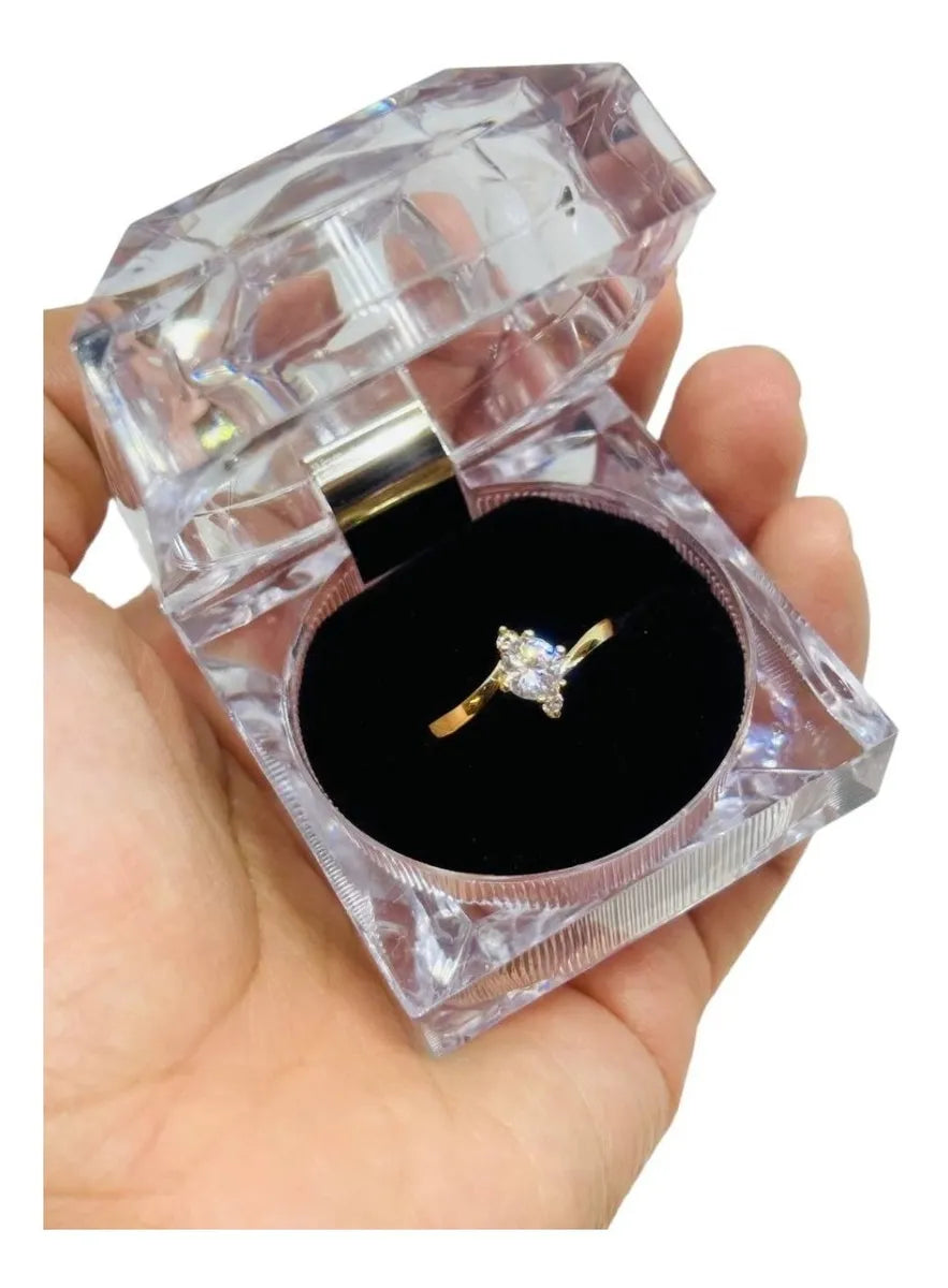 Anillo Compromiso Liso Oro Sólido 10k Garantizado Solitario