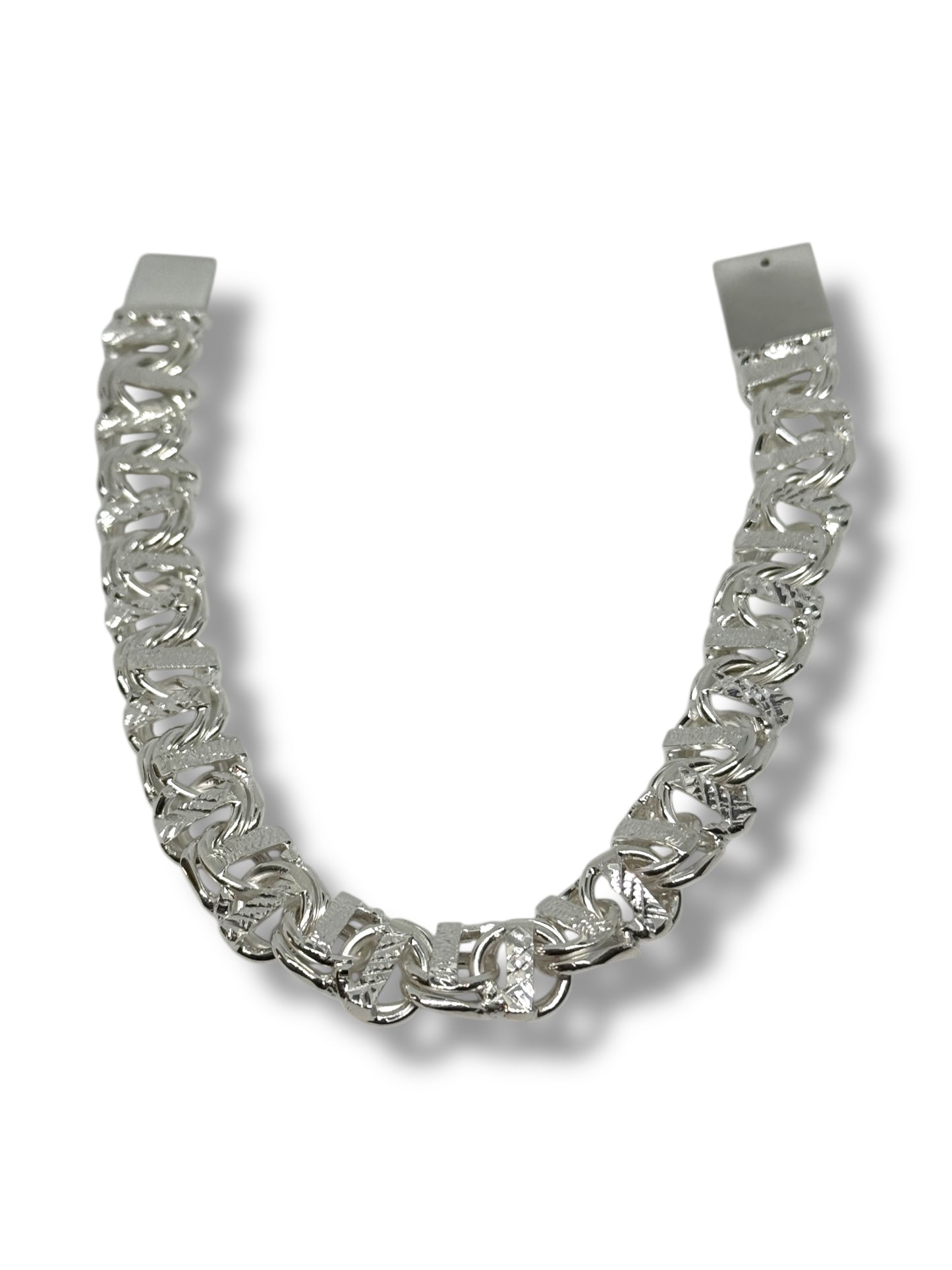 Pulso O Pulsera Tejido Chino De Plata 925 Diamantada 21cm