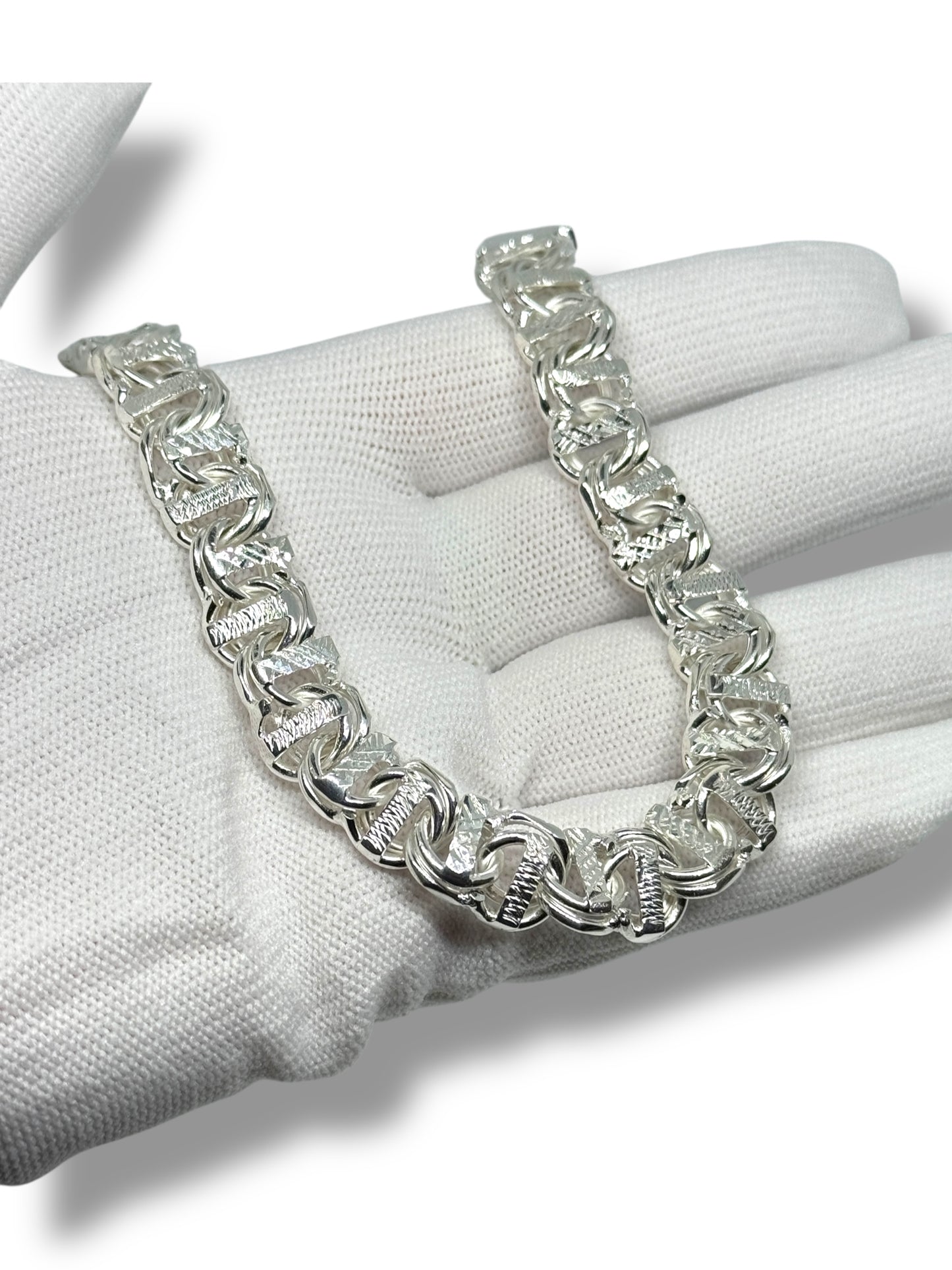 Pulso O Pulsera Tejido Chino De Plata 925 Diamantada 21cm